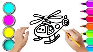 How To Draw cute helicopter Drawing, Painting & Coloring For Kids and Toddlers_ Child Art 🐋🌈🎨