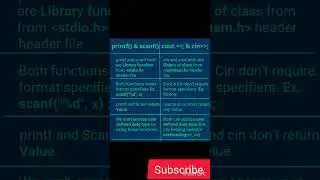 differences between Scanf,printf and court,cin  in c language #clanguage