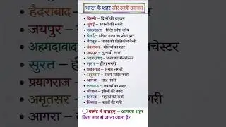 भारत के शहर और उनके उपनाम | Famous Nicknames of Indian Cities | GK for Students#gk #shorts