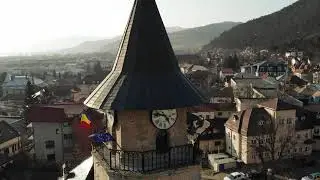 Piatra Neamt Turnul lui Stefan si Curtea Domneasca filmat din drona