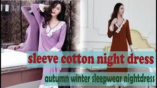 Large size loose nightgowns women long sleeve cotton night dress autumn winter sleepwear