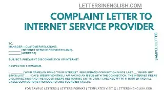 Complaint Letter to Internet Service Provider &ndash; Write a Letter to your Internet Service Provider