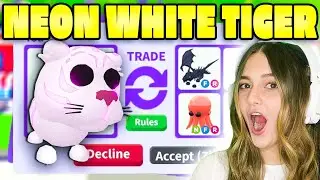WE MAKE A WHITE LUNAR TIGER TURN PINK! Trading Neon White Tiger In Roblox Adopt Me