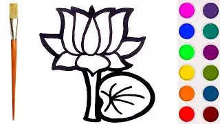 Easy Lotus Drawing, Coloring & Painting For Kids & Toddlers Step By Step 🌷🎨🖌