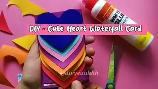 DIY- Cute Heart Waterfall Card 🌈❤️ #diy #cute #waterfallcard #heartwaterfallcard #rangeenpitara