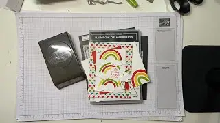 Stampin Up//Rainbow of Happiness//Brilliant Rainbow//Pattern Party DSP//Stitched Rectangle Dies