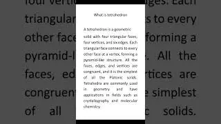 what is tetrahedron