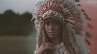 Video Background Stock Footage Free ( indian woman, native american, headdress, prairie,, squaw )