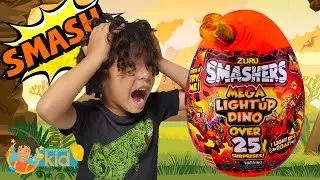 Zuru Smashers Mega Light-Up Dino Egg - 25+ SURPRISES - Smash Slime Stretch Fizz Build - T-REX!!!
