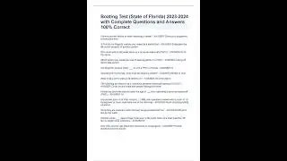 Boating Test State of Florida 2023 2024 with Complete Questions and Answers 100% Correct