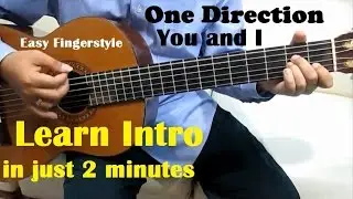 One Direction You and I Guitar Tutorial No Capo Fingerstyle ( Intro ) - Guitar Lessons for Beginners