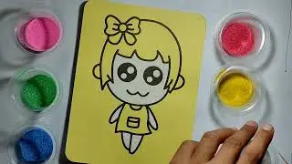 Colored Sand Painting Sad Beautiful Girl