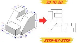 Third Angle Projection:Isometric to Orthographic Drawing Step by Step | Engineering Drawing Tutorial