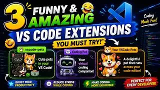 3 Funny VS Code Extensions That Will Make Coding Fun 🤯 | VSCode Pets, Coding Pet & More