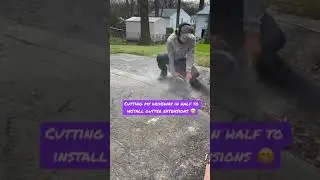 Using skill saw to cut my driveway in half for gutter ext. 🤣🔥 #diy #tipsandtricks #drainage #tips
