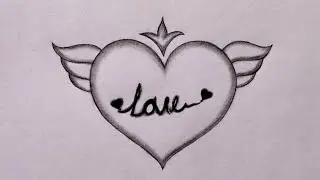 Heart drawing easy || Love heart drawing with pencil 