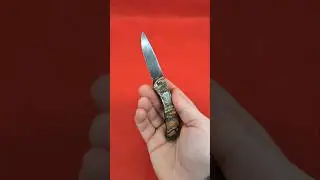 Prehistoric Flipper with Heat Blued Damascus, Mammoth Molar and Carved Bronze by Theuns Prinsloo