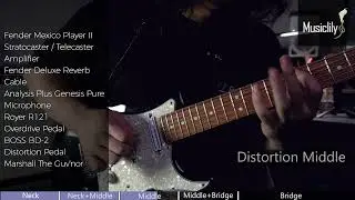 Distortion Sound Demo: Musiclily Pro ST-DPMA Alnico 5 Dual Single Coil Sized Humbucker Pickups Set