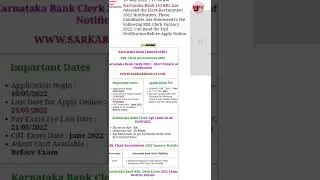 Karnataka Bank Limited (KBL)lerk Recruitment 2022#short #mjinformationwala #sarkarijob #govtjob