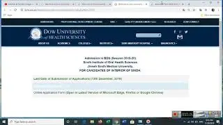 BDS ADMISSIONS OPEN 2019, (INTERIOR SINDH)SINDH INSTITUTE OF ORAL HEALTH SCIENCES