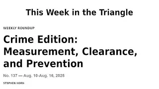 This Week in the Triangle - Crime Edition: Measurement, Clearance, and Prevention