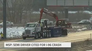 Driver cited after semi truck overturns, closes EB I-96 for several hours Tuesday