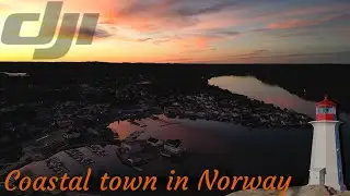 Grimstad, Norway - Coastal town (Aerial drone footage)