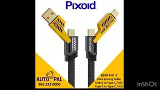 Pixoid&rsquo;s 4 in 1 Fast Charging and Data Syncing Cable for android and iOS devices.