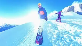 Chopok South Ski Run with Family [Insta360 POV] &mdash; Sunny 4K Snowboarding in Slovakia
