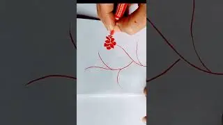 Aesthetic Red Floral Drawing | Marker Art Shorts | saahi#shorts