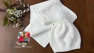 Pirinç Modeli Atkı Bere Takımı /Kolay  Bebek Atkı Bere Takımı