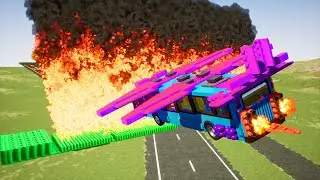 Lego Planes Fly In Giant FIREWALL! Lego Plane Crashes and Lego Airplanes Falls! (Brick Rigs) #5