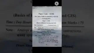 MGKVP B.A. 5th Semester | Paper 2 &ndash; Basics of Remote Sensing & GIS | 5 yrs Question Paper