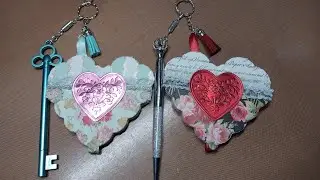 front closing notebook keychain with the thermal cinch and Anna Griffin doily dies
