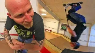 SCOOTER DAD BACKFLIPS AT INDOOR SKATEPARK | Rewind Skatepark Walkthrough