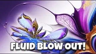 Blow Out This Stunning Blue & Purple Flower - Acrylic Pour Technique