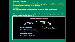 Exam Application Tutorial for C1 Metal Properties: Should we Recycle Metals