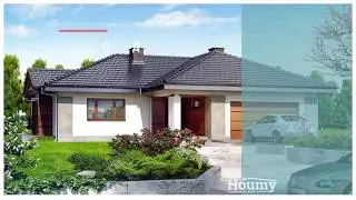 Проект одноэтажного дома с гаражом и террасой