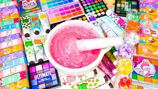 Satisfying Slime ASMR Video | DIY Making Glossy Rainbow Slime Mixing Makeup Glitters BB Cream