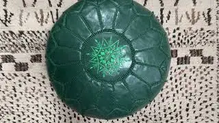 Kechart &ndash; Moroccan green leather pouf, handmade leather pouf cover, traditional chairs & ottomans
