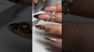 Luxury Nude Gold Chrome Nails 💅 | Viral Leopard French Stiletto Nail Art 2026 #nailart #shorts