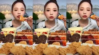 ASMR Sweet & Savory Mukbang: Crispy Chicken + Strawberry Cake 🍗🍰