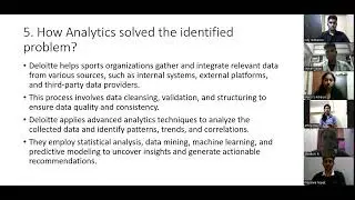 TEAM-5 Business Analytics used in Deloitte in field of Sports