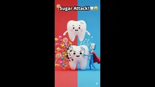 Sugar Attack on Teeth 🍭🦷 | 3D Funny Dental Animation #shortsvideo