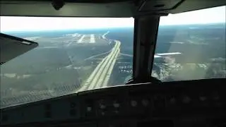 A320 Jumpseat View -  Landing CLT RY 18R January 2014