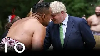 PM Boris Johnson and New Zealand PM Jacinda Arden watch the Kapa Haka in the Downing Street garden