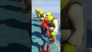 GTA 5 Epic Shrek Ragdolls Spiderman Jump/Fails Ep 142 #shorts