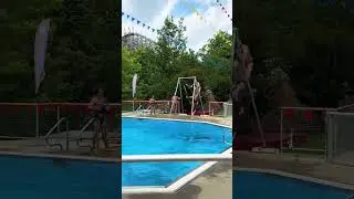 10 meter jump into pool!  #extremesports #viralflip #diver #russianswing