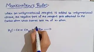 Markovnnikov's rule ||class 11|| organic chemistry