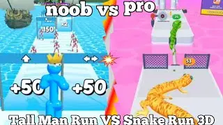 noob vs pro vs hacker, Tall Man vs Snake - Epic 3D Run Challenge | Snake game Tall Man Run game play